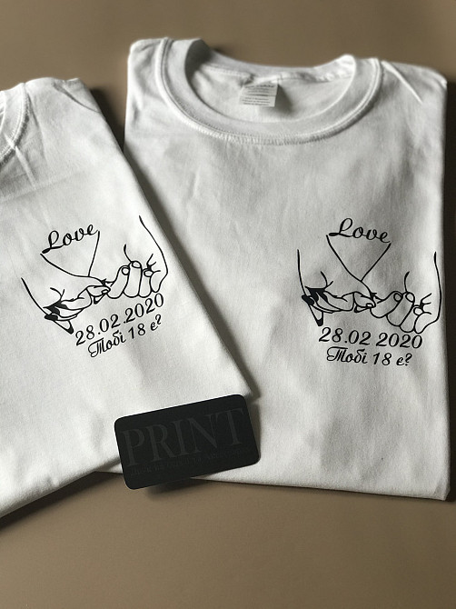 Парні футболки для хлопця та дівчини з ручками та датами вашої річниці Чернівці - фото 1