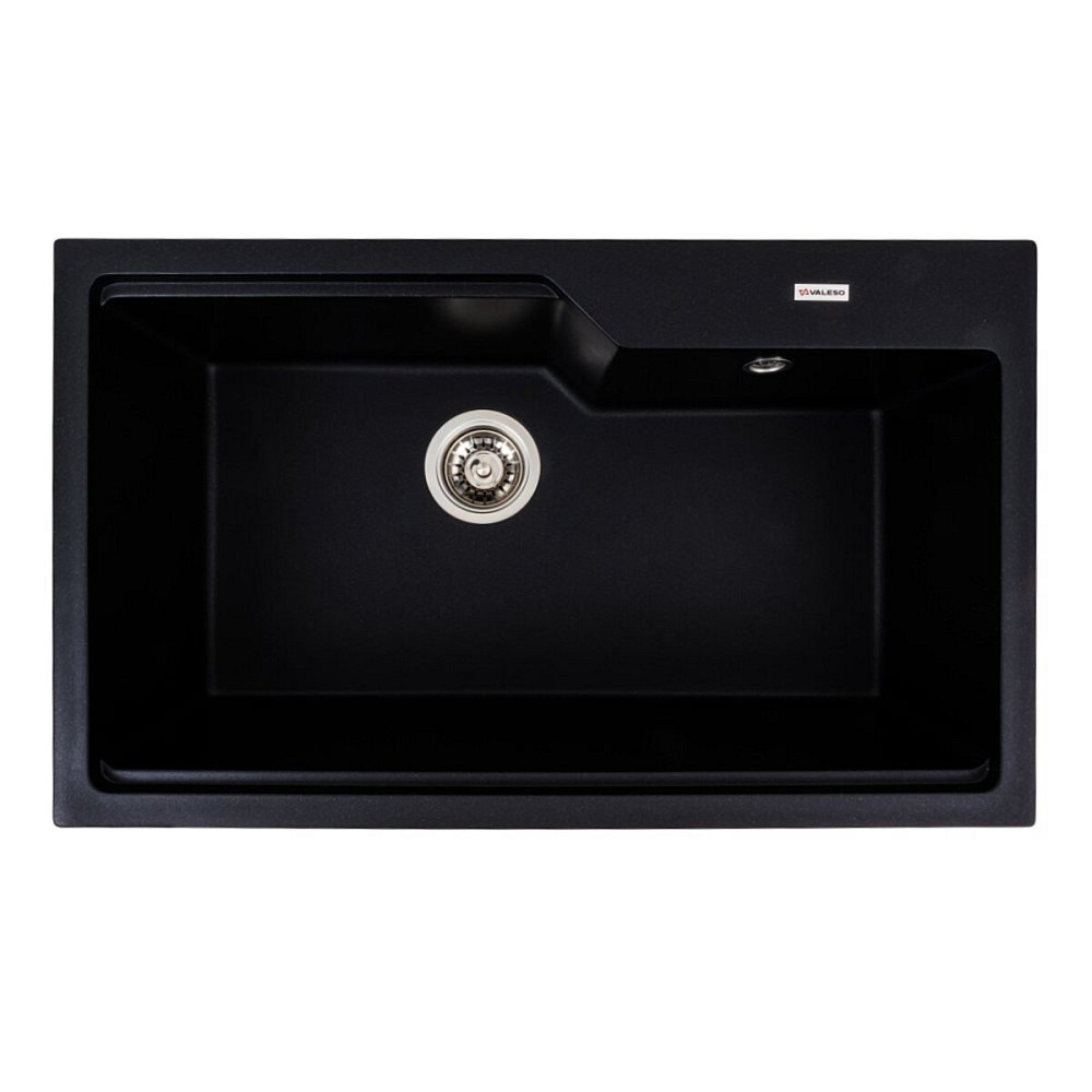 Гранітна мийка для кухні VALESO NIKA 7545 матова Чорний металік Коломыя - изображение 7