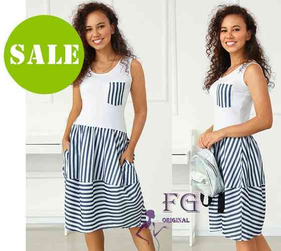 Плаття літнє у смужку "Laura" оптом | Норма і батал | Розпродаж моделі Київ