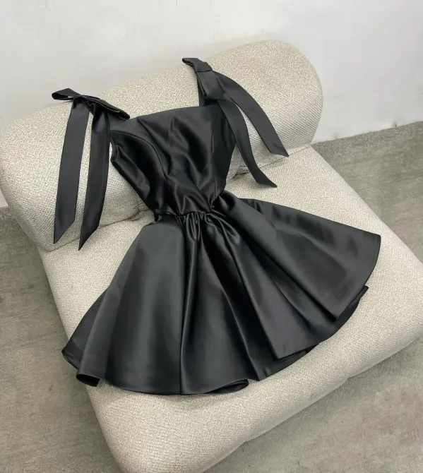 Жіноча святкова романтична міні сукня з щільного турецького атласу Одеса - фото 1