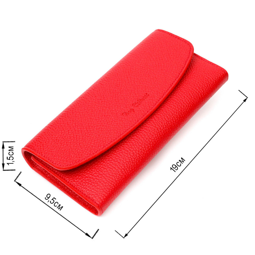 Яскравий жіночий гаманець з монетницею на блискавці з натуральної шкіри Червоний (Tony Bellucci) Київ - фото 7