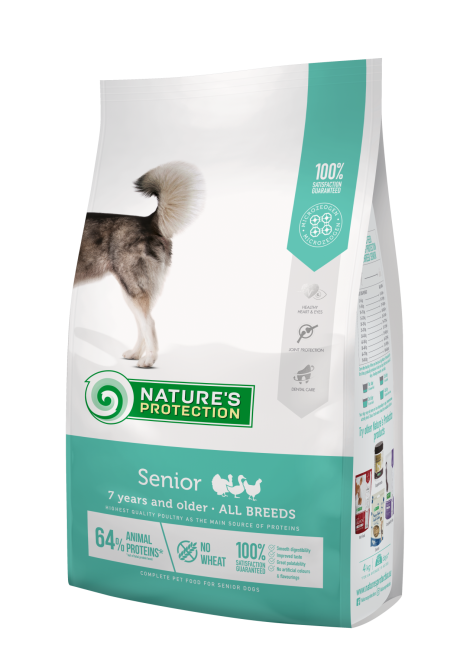 Nature's Protection Senior All Breed Сухий корм для літніх собак від 7 років усіх порід з м'ясом птиці, 4 кг Київ - фото 1
