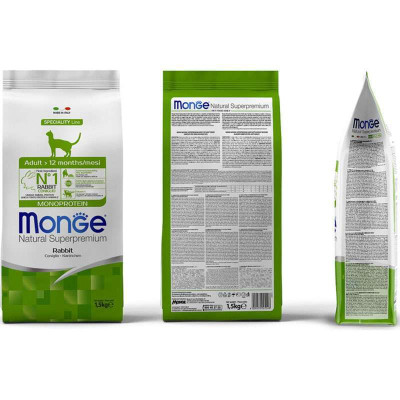 Сухой корм для кошек Monge Cat Adult с кроликом 1.5 кг (8009470011945) Винница - изображение 3