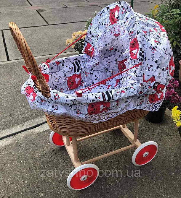 Дитячий візочок плетений для ляльки з лози Київ - фото 3