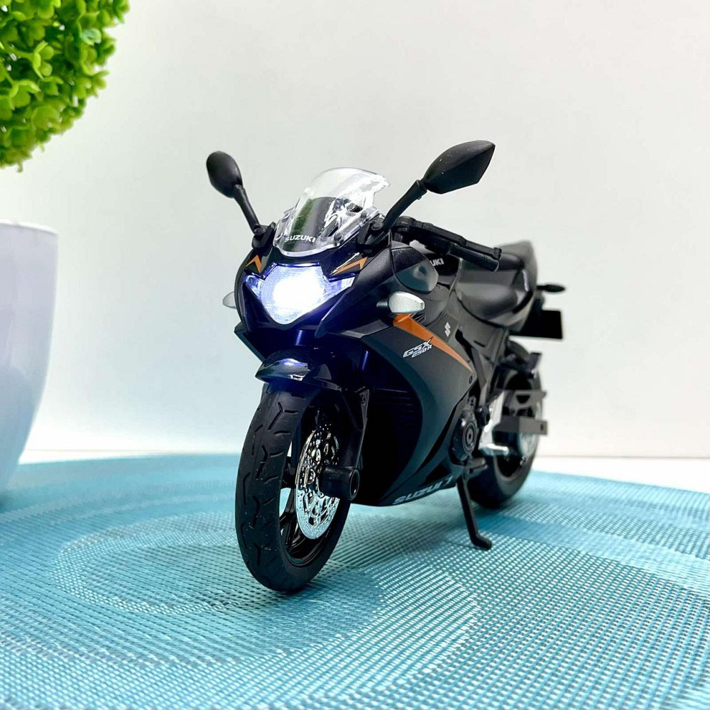 Мотоцикл металопластиковий звуки підсвічування гумові шини рухомі елементи 1:12 Чорний (BG 69-325) Чернігів - фото 6