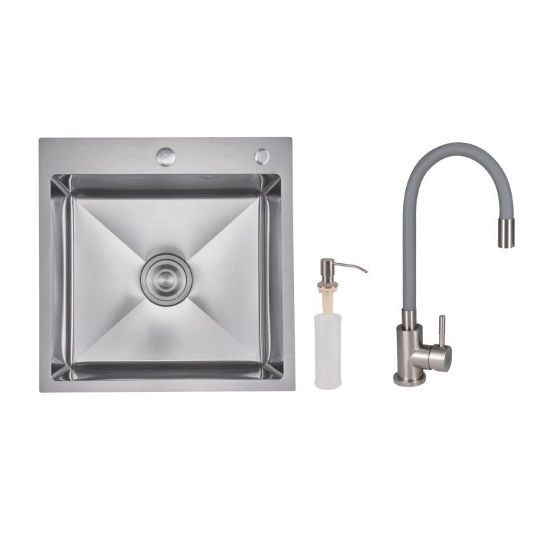 Акційний набір Lidz: мийка H5050H інтегрована Decor Honeycomb 2,5/0,5 мм LDH5050DEC48365 + Змішувач Aria для кухні з гнучким Київ - фото 1
