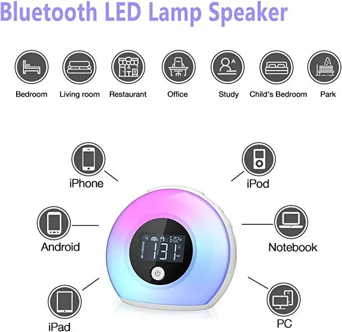 Уцінка: Багатофункціональний нічник-будильник 5 в 1 з Bluetooth-колонкою TIYOON SG-1 (Колір: Білий, Регульоване LED-світло, Blueto Київ - фото 11
