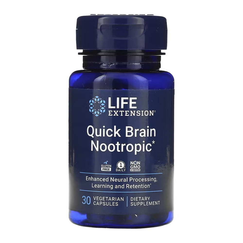 Для пам'яті та роботи мозгу Life Extension Quick Brain Nootropic 30 вег капс Київ - фото 1