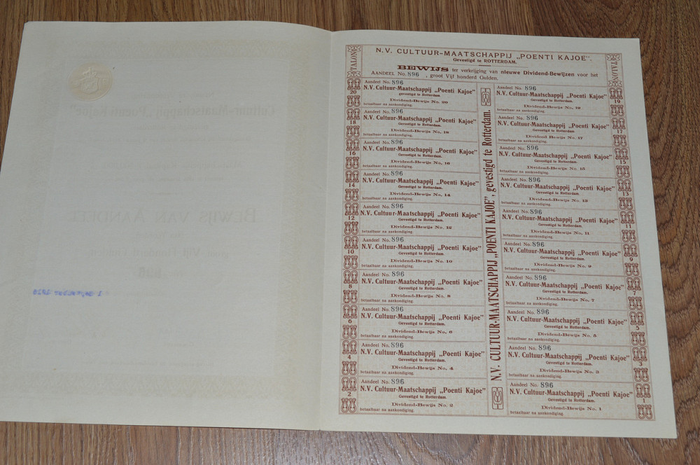 Акція. BEWIJS VAN AANDEEL. 1916 рік №896 (88) Полтава - фото 1