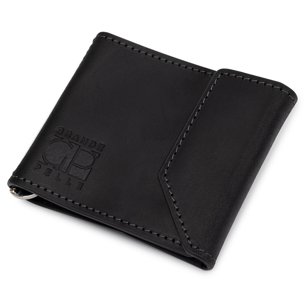 Чоловічий практичний затиск для грошей GRANDE PELLE 11404 Чорний Київ - фото 1