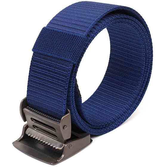 Надійний чоловічий ремінь із металевою пряжкою з текстилю 20596 Vintage Синій Київ