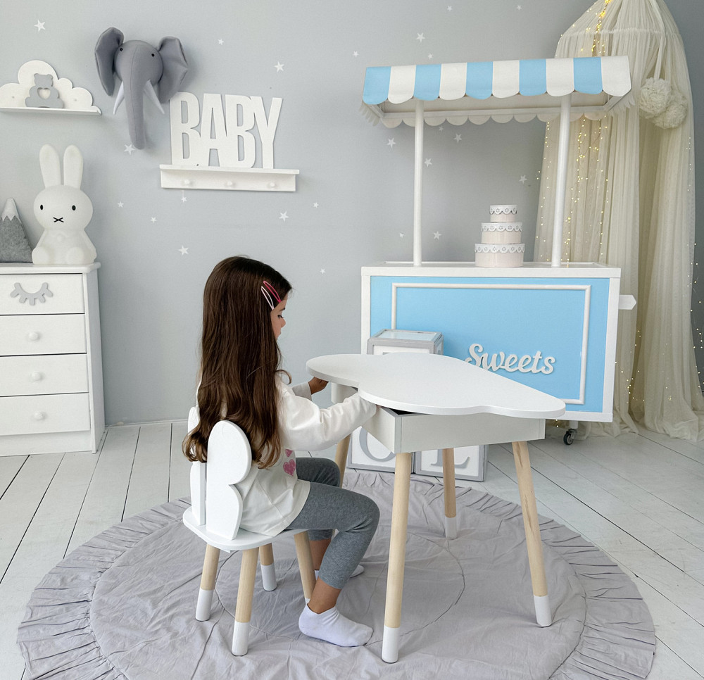 Столик "Хмаринка" з нішею та стільчик-метелик для дітей Київ - фото 7