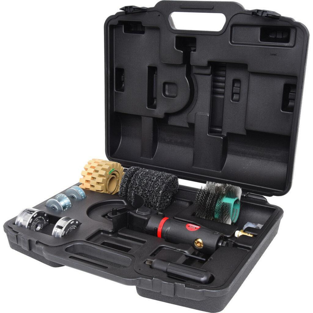 Пневмозачистна машинка кутова багатофункціональна з набором насадок (3500об/хв, 110л/хв), в кейсі Forsage Одеса - фото 2