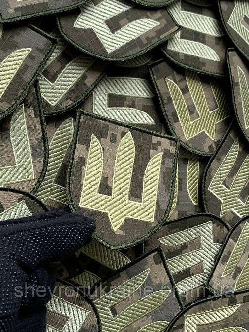 Шеврон общевоенный. Желтый трезубец на пикселе. (Форма щит. На липучке) Размер 8x7см Киев - изображение 4