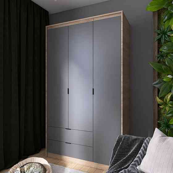 Шкаф распашной для одежды с выдвижными ящиками  (штанга - полки) Эверест Сити-1200 120,2х50х204,6 см Дуб сонома/Графит (DTM-071127) Львов