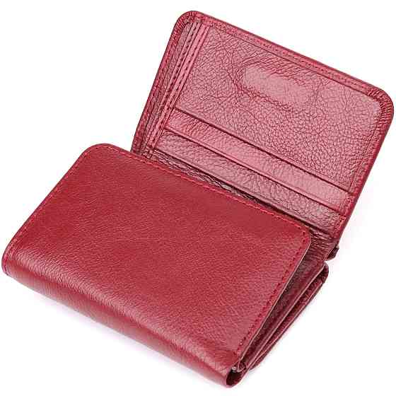 Компактний жіночий гаманець із натуральної шкіри ST Leather 23073 Бордовий Київ