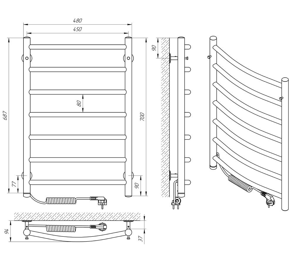 Электрический полотенцесушитель Laris Классик П7 450Х700 Э левое подключение Киев - изображение 8
