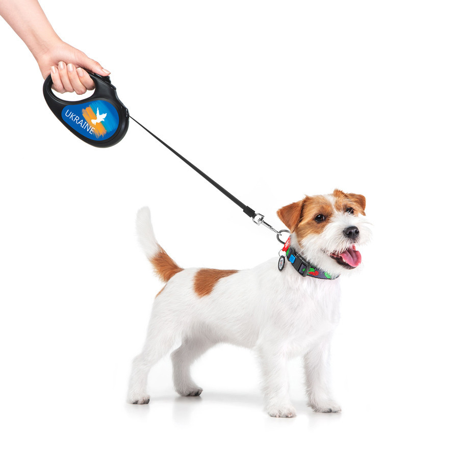 Повідець-рулетка для собак WAUDOG R-leash, малюнок "Фаг", M, до 25 кг, 5 м, світловідбивна стрічка чорний Вінниця - фото 8