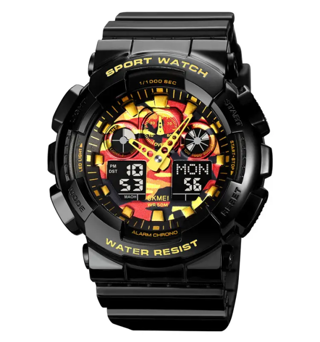 Часы мужские наручные Skmei 1832 (Черный с золотом и красным) Винница - изображение 1