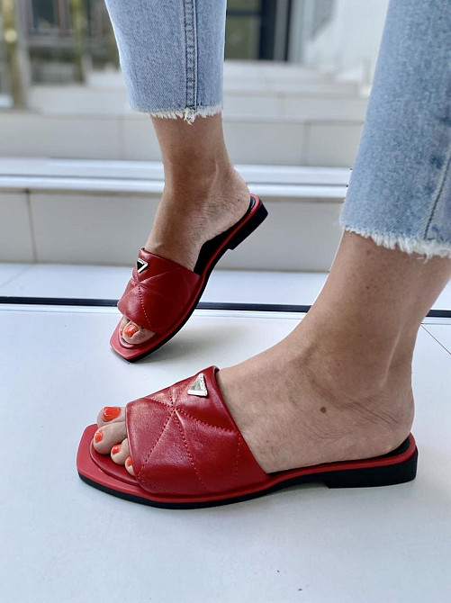 Виконт Шльопанці жіночі VIKONT 99-27-1 червоні (літо, шкіра натуральна) (4509) 38 Коломия - фото 1