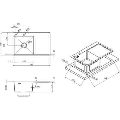 Мойка кухонная Kroner Geburstet-7849LHM (CV025275) Винница