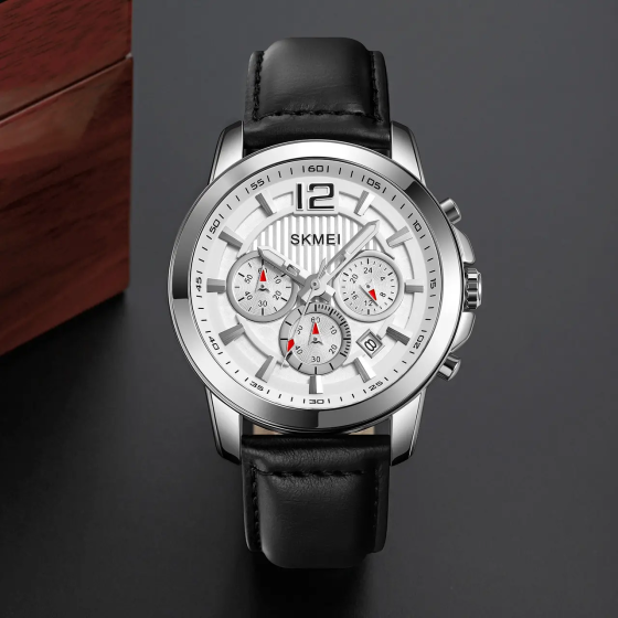 Годинник чоловічий наручний Skmei 1989 (Сріблястий з білим) Вінниця