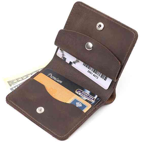 Винтажное кожаное портмоне Shvigel 16601 Коричневый Киев