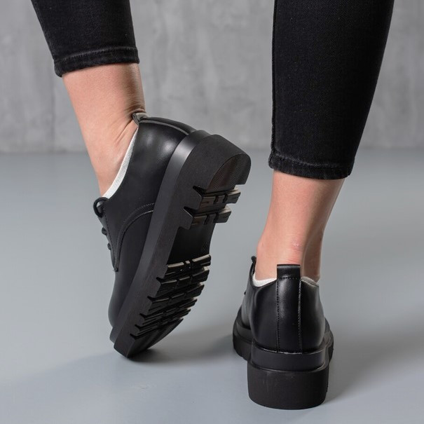 Жіночі Чорні броги Туфлі Оксфорди на Танкетці Шкіряні Мокасини (розміри: 36,37,38,39,40,41) Дніпро - фото 9