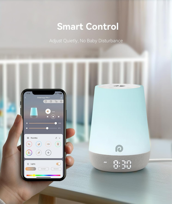 Dreamegg Nite 1 генератор білого шуму для дітей, 34 звуки, нічник, Wi-Fi, розумний годинник-тренер для сну Київ - фото 7