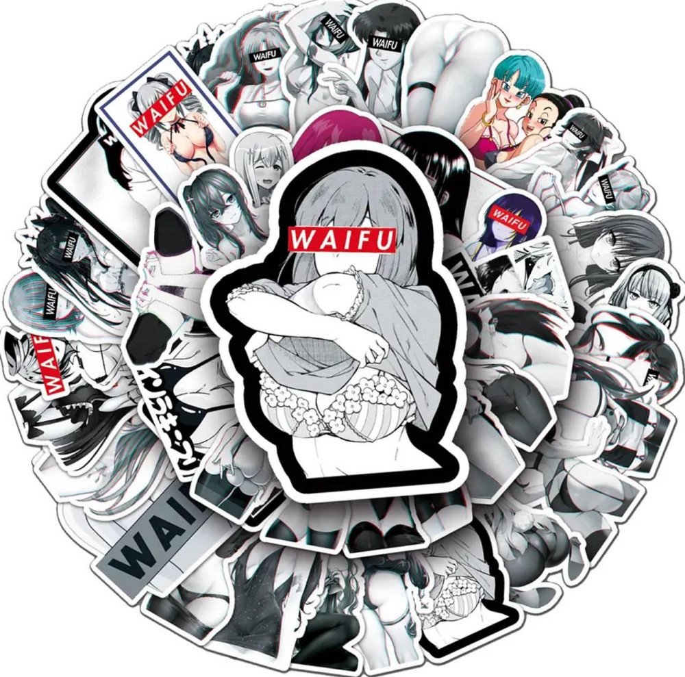 Наклейки Waifu Аниме Водонепроницаемые эстетические Аниме наклейки 18+ ((Аниме Хентай) Набор 50 штук Киев - изображение 1