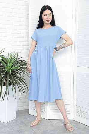 Літня сукня міді вільного крою "Ordinary" оптом | Батал Блакитний, 50-52 Київ