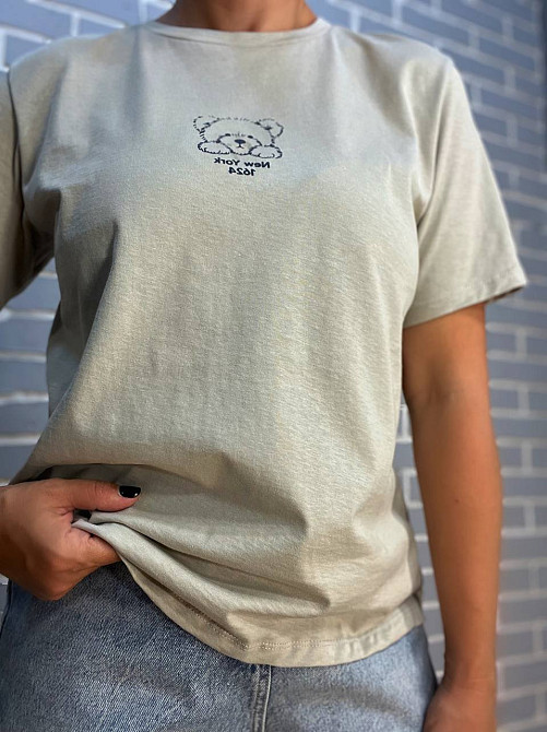 Футболка жіноча Pepper&mint AF24-23 принт ведмедик попереду світло сіра, світло-сірий, S Київ - фото 3