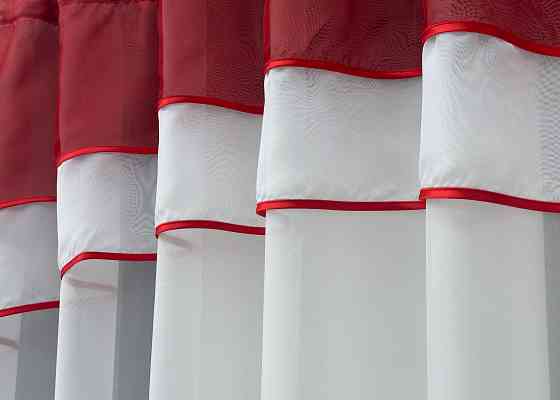 Кухонная гардина VR-Textil № 036к арка белый с красным 280х170 см (52-0404) Киев