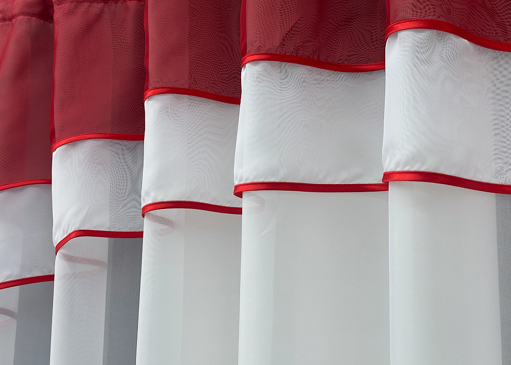 Кухонная гардина VR-Textil № 036к арка белый с красным 280х170 см (52-0404) Киев - изображение 3