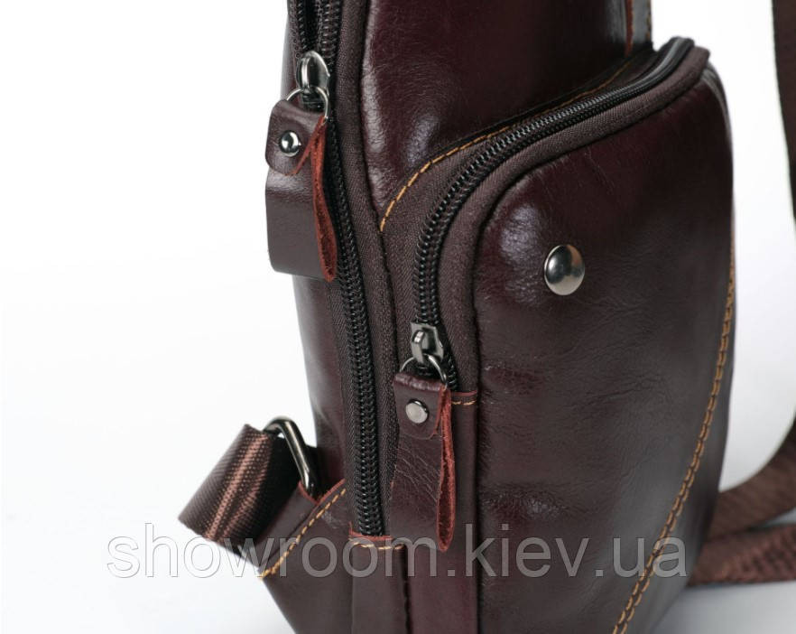 Чоловічі сумки на груди (слінг) Leather Collection (5032) коричнева Київ - фото 5