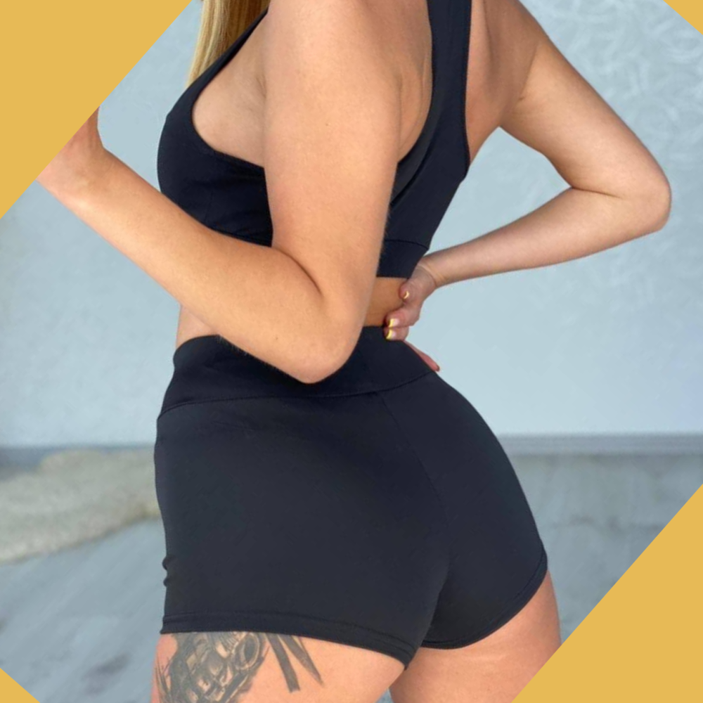 Жіночий костюм комплект пол денс одяг шорти з футболкою топ для pole dance fitness чорний Одеса - фото 2