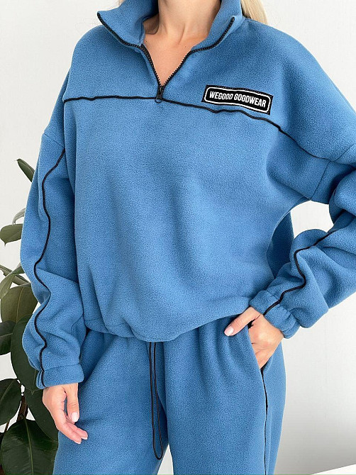 Женский флисовый женский костюм-оверсайз турецкий флис Джинс, 50/52 Одесса - изображение 4