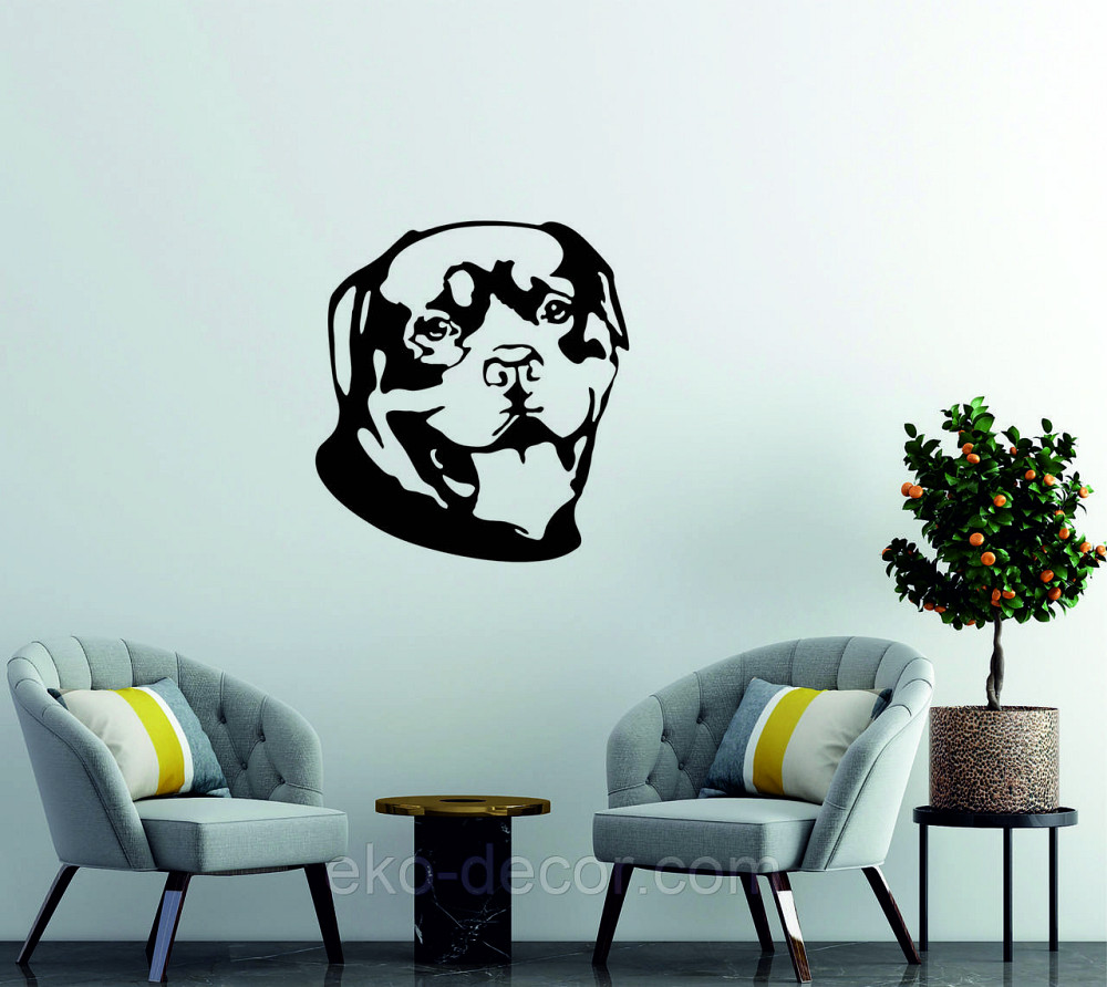 Декоративное настенное Панно «Ротвелер», Декор на стену 70*70 см, Черный Киев - изображение 1