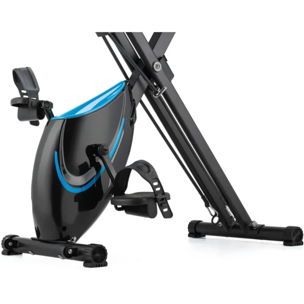 Велотренажер магнитный Gymtek FX600 складной с эспандерами черный/синий Киев - изображение 7