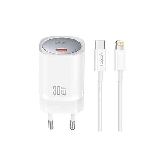Мережевий зарядний пристрій XO CE20 PD30W/PPS33W 1USB-C + Lightning кабель білий Львів