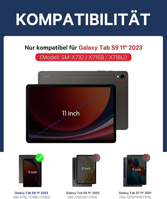 Противоударный чехол-книжка EARTO на Samsung Galaxy Tab S9 Fe 10.9 Inch/S9 11 Inch 2023 (SM-X710/SM-X716B/SM-X718U) Днепр - изображение 11