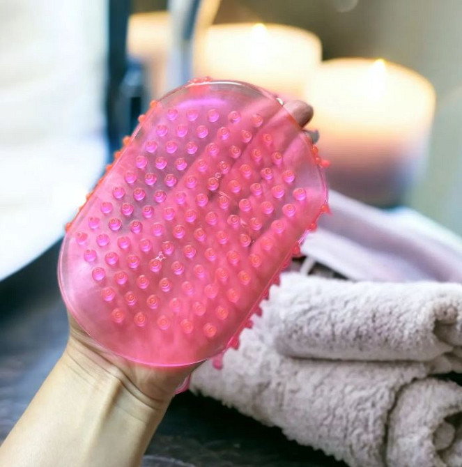 Рукавичка для антицелюлітного масажу рожева Reclaire cosmetics Київ - фото 8