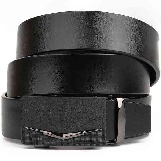 Ремень мужской c матовой зернистой вставкой на пряжке Vintage 20333 Черный Киев