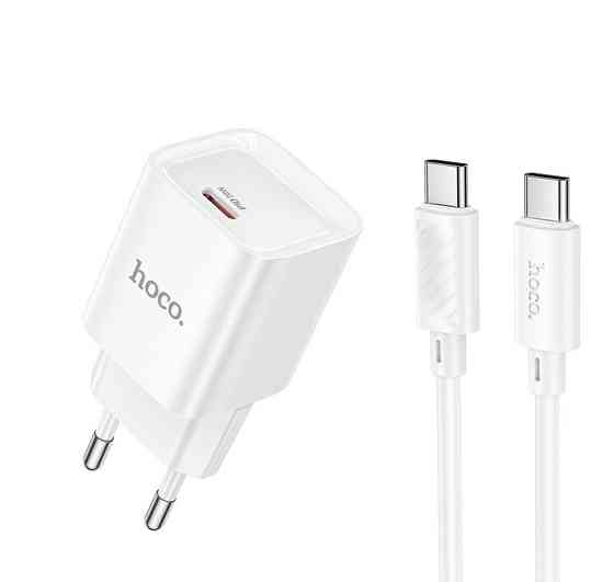Мережевий зарядний пристрій з кабелем HOCO C146A Charm single port PD20W charger set (C to C) (EU) White Одеса
