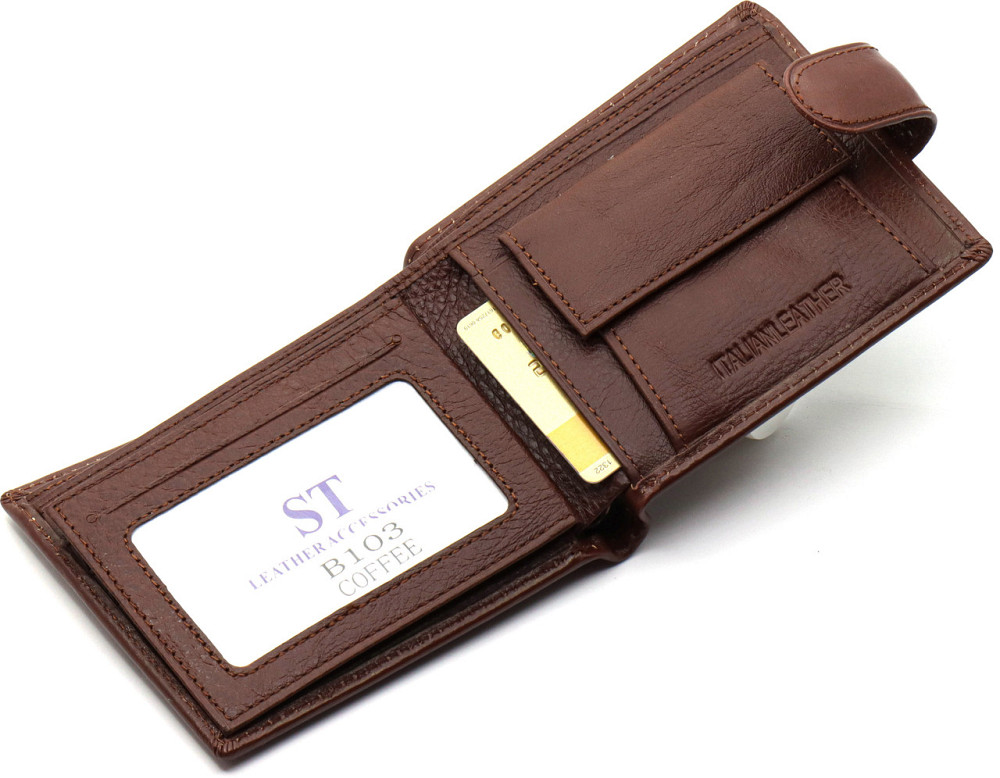 Мужское портмоне из натуральной кожи с фиксацией ST Leather ST103 Коричневый Киев - изображение 16