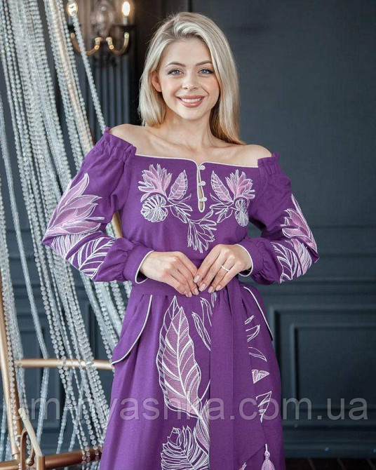 Жіноча вишита сукня на льоні Княжна фіолетова Кривий Ріг - фото 2