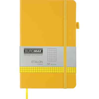 Книга записна Buromax Etalon 125x195 мм 96 аркушів в клітинку обкладинка зі штучної шкіри Жовта (BM.291160-08) Вінниця
