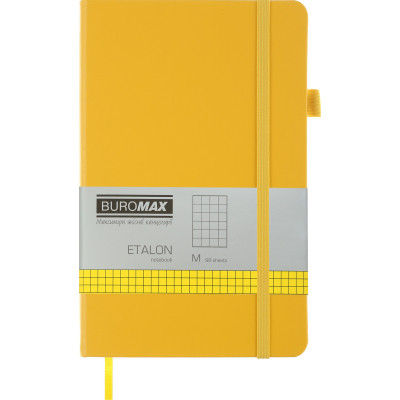 Книга записна Buromax Etalon 125x195 мм 96 аркушів в клітинку обкладинка зі штучної шкіри Жовта (BM.291160-08) Вінниця - фото 1