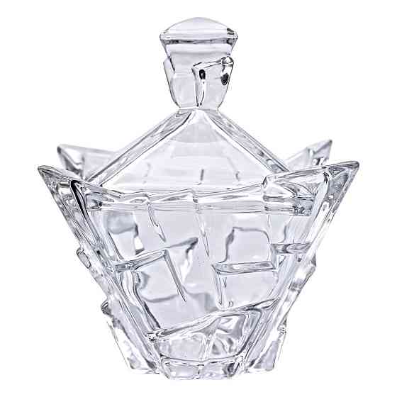 Квадратная стеклянная сахарница с крышкой 16 см Киев