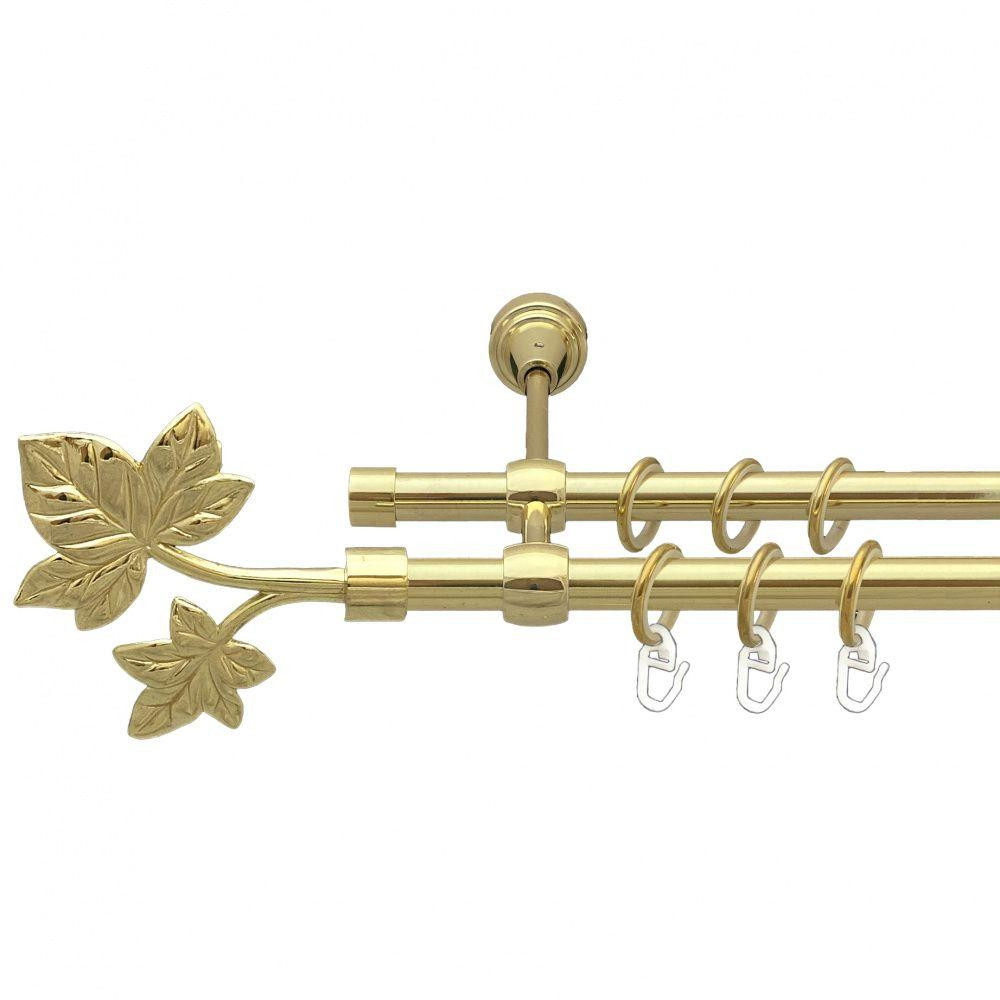 Карниз Orvit Листок металевий дворядний литий гладка труба кільце металеве Золото 16\16 мм 240 см (00-00014373) Львів - фото 1